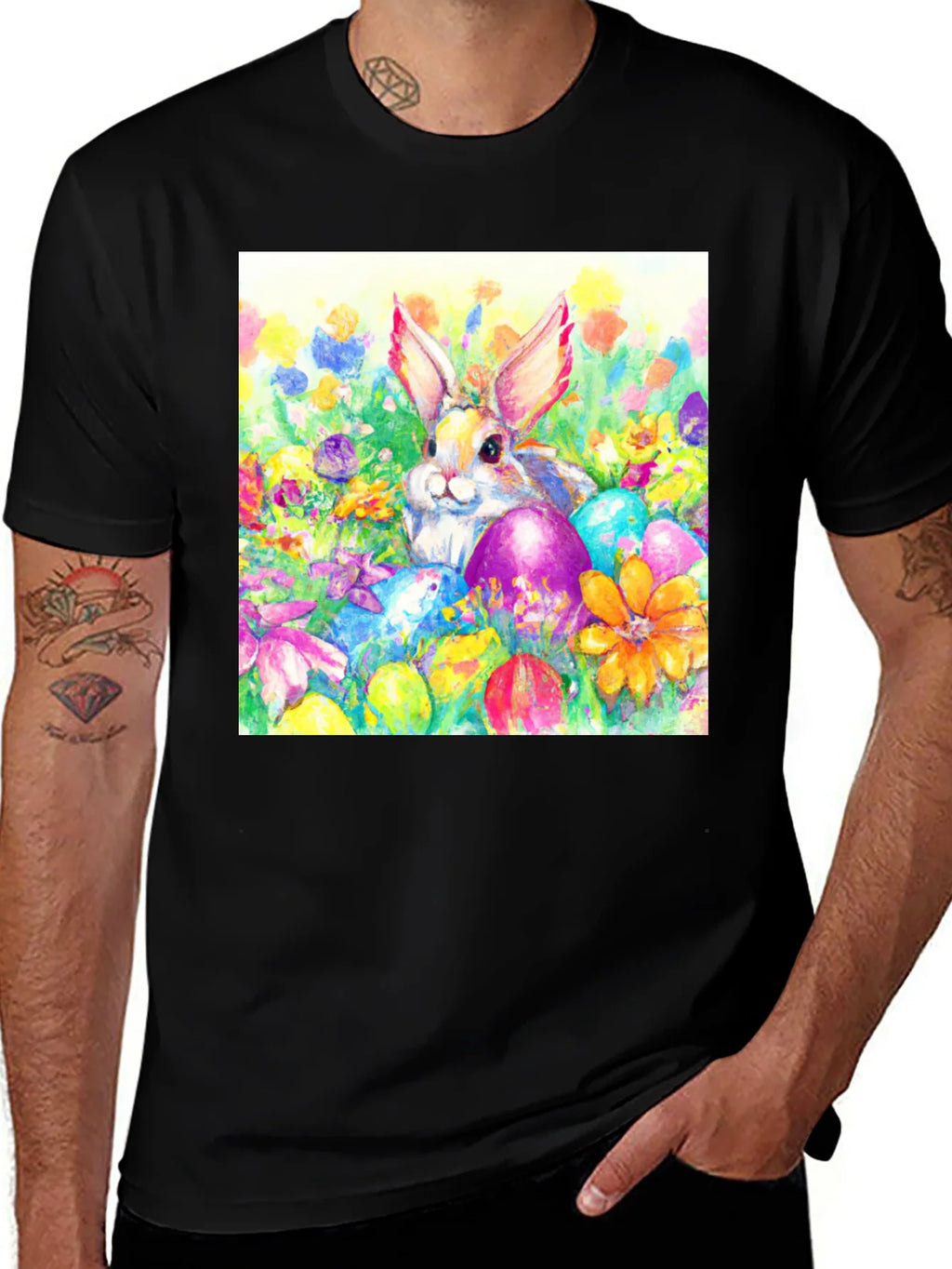 Easter Bunny T-Shirt: Watercolor Floral Eggs product image 1
