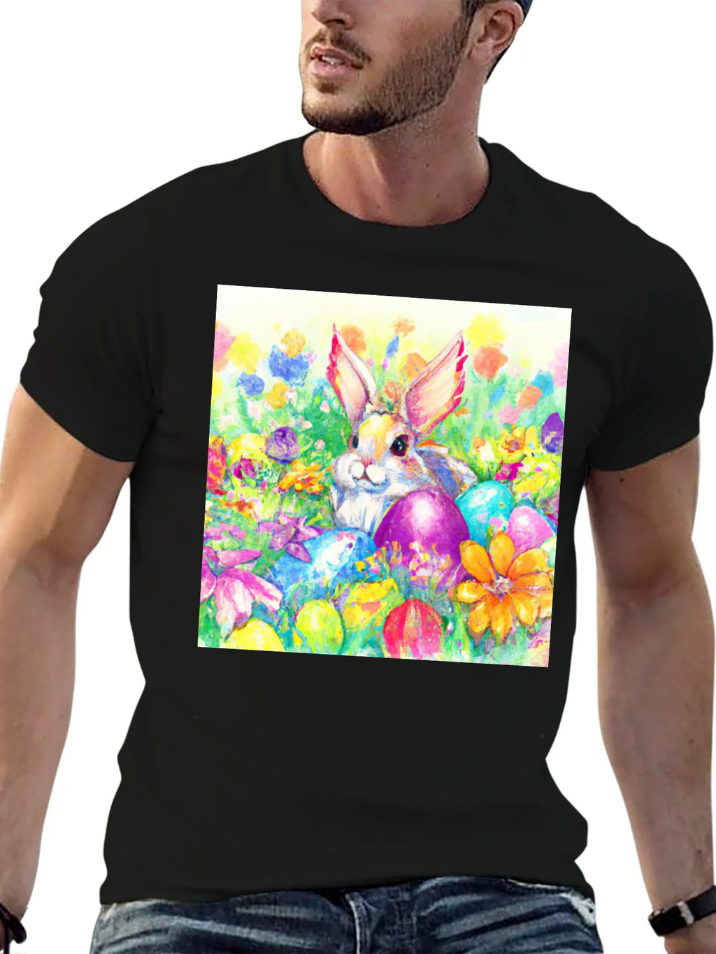 Easter Bunny T-Shirt: Watercolor Floral Eggs product image 6