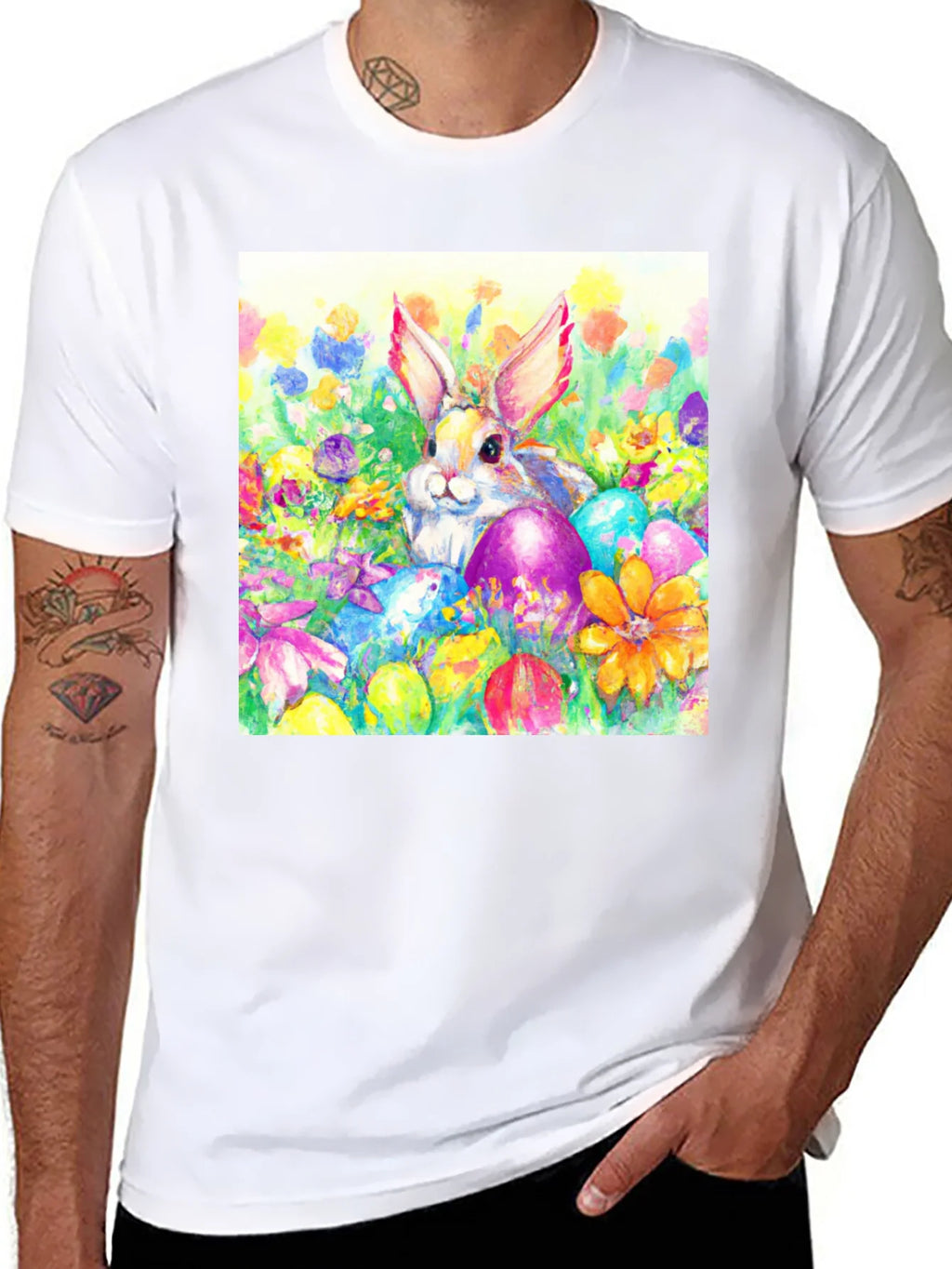 Easter Bunny T-Shirt: Watercolor Floral Eggs product image 7