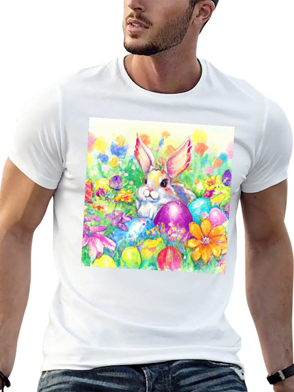 Easter Bunny T-Shirt: Watercolor Floral Eggs product image 12