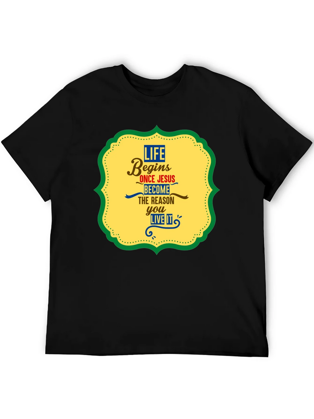 Life Begins With Jesus Graphic Tee - Black product image 5