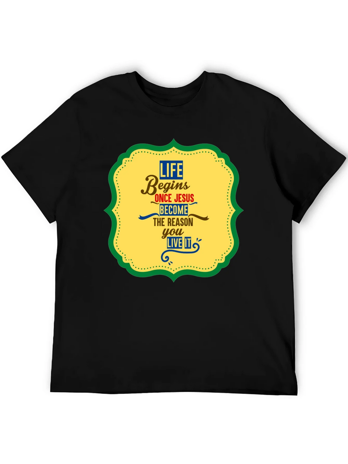 Life Begins With Jesus Graphic Tee - Black product image 5