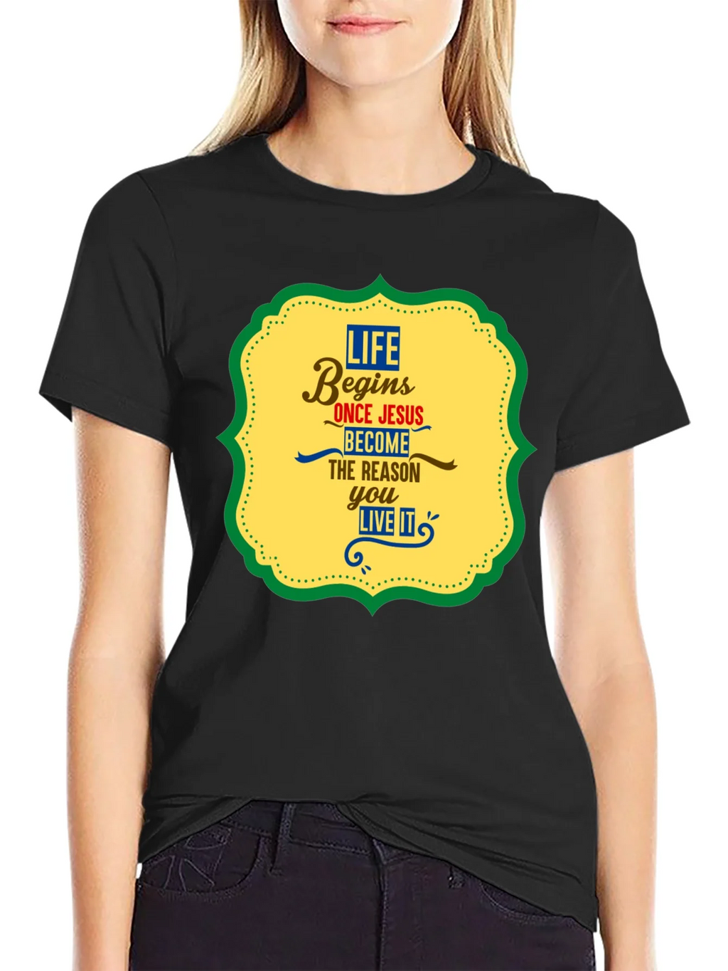 Life Begins With Jesus Graphic Tee - Black product image 2