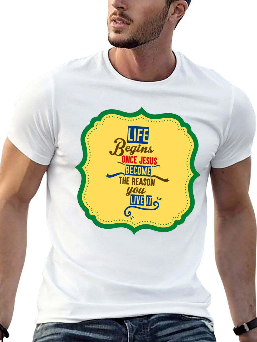 Life Begins With Jesus Graphic Tee - Black product image 12
