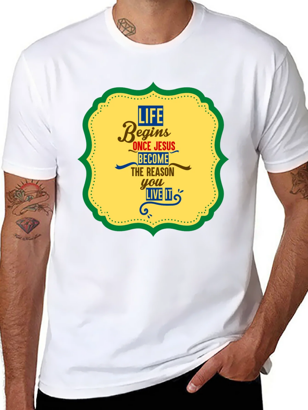 Life Begins With Jesus Graphic Tee - Black product image 7