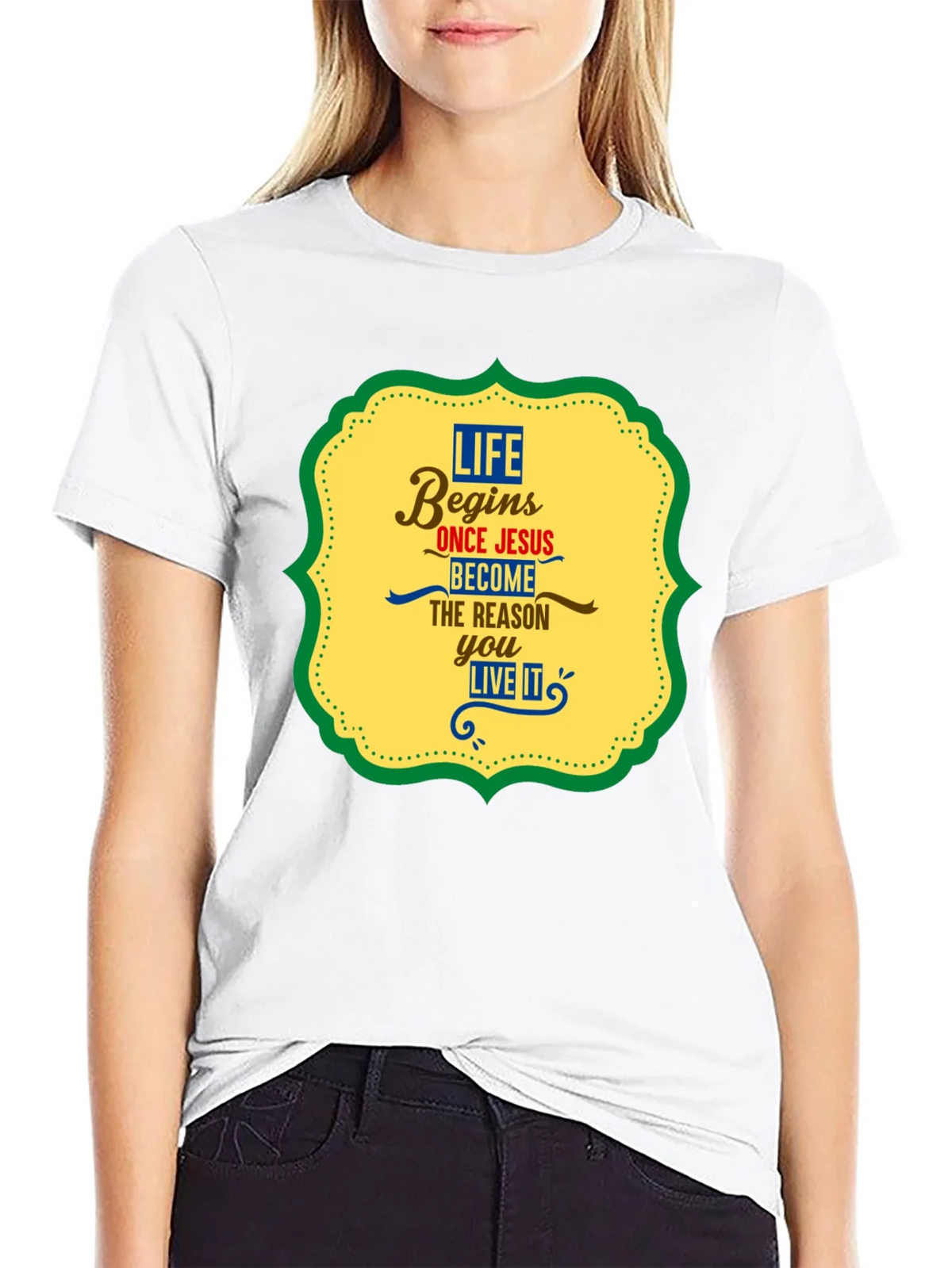 Life Begins With Jesus Graphic Tee - Black product image 8