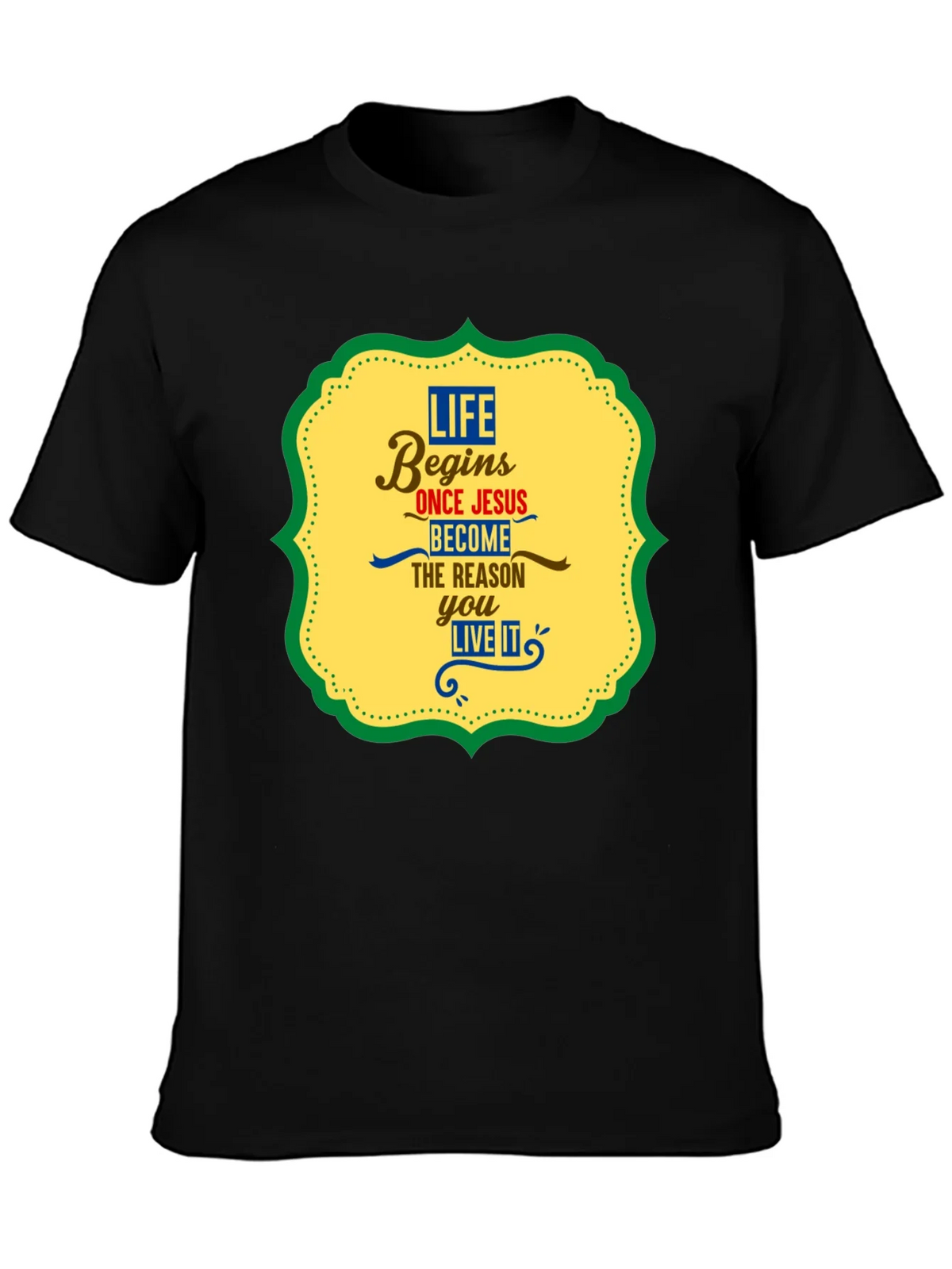 Life Begins With Jesus Graphic Tee - Black product image 3
