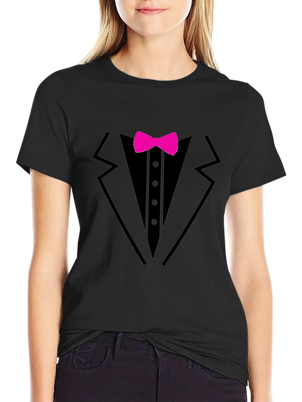 Tuxedo T-Shirt with Pink Bow Tie - Fun Formal Wear product image 2