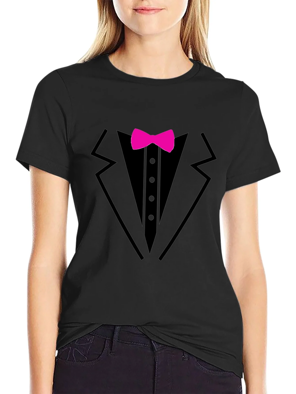 Tuxedo T-Shirt with Pink Bow Tie - Fun Formal Wear product image 2