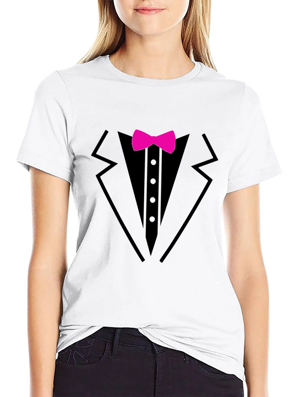 Tuxedo T-Shirt with Pink Bow Tie - Fun Formal Wear product image 8