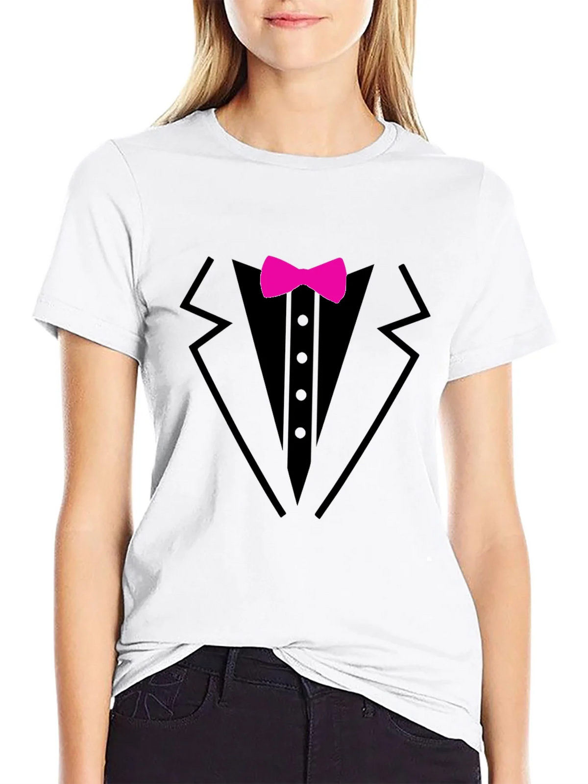 Tuxedo T-Shirt with Pink Bow Tie - Fun Formal Wear product image 8