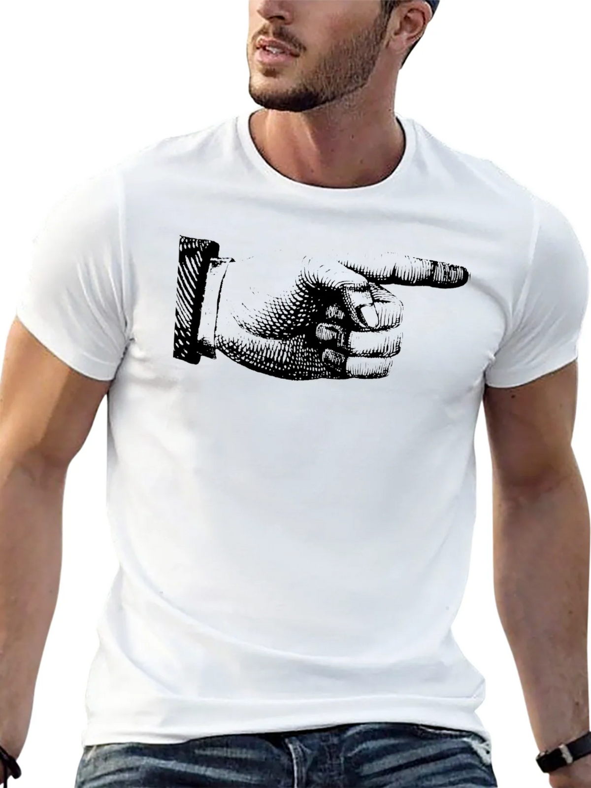 Vintage Pointing Hand Graphic Black T-Shirt product image 12