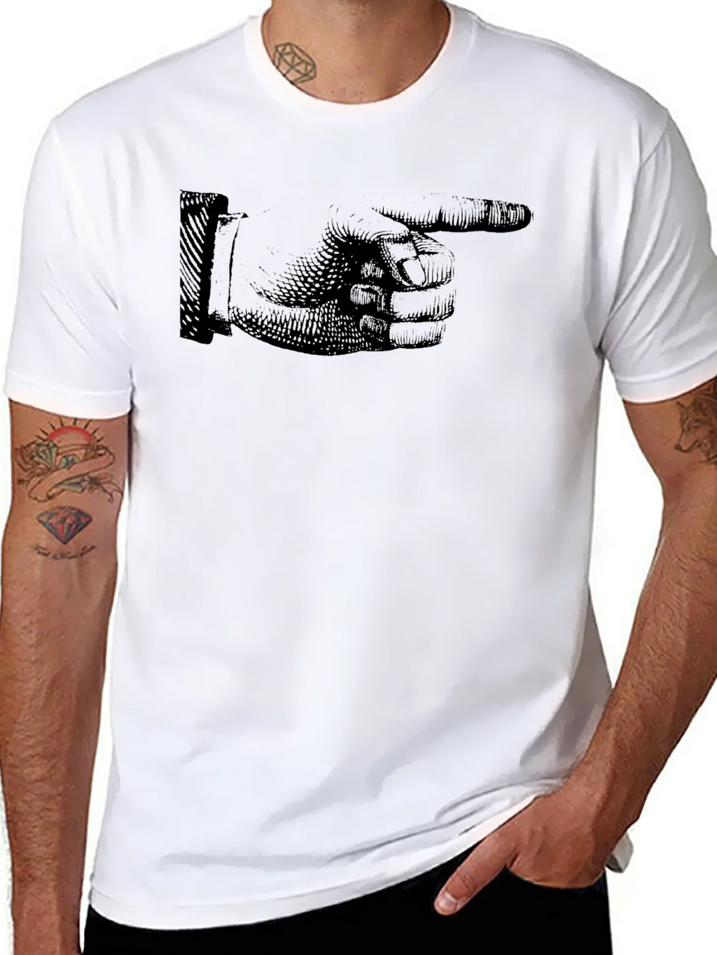 Vintage Pointing Hand Graphic Black T-Shirt product image 7