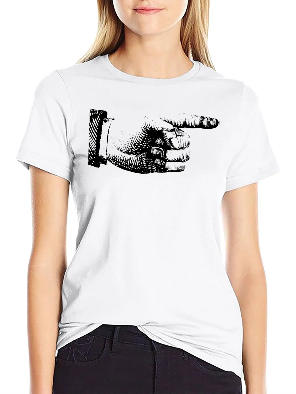Vintage Pointing Hand Graphic Black T-Shirt product image 8