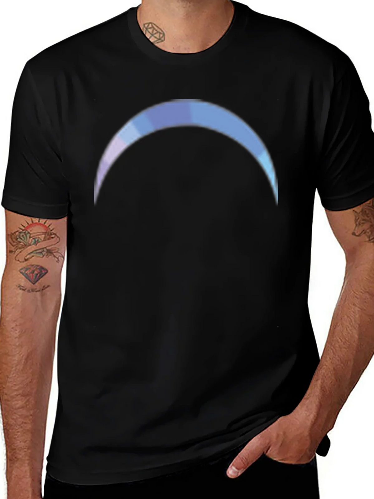 Gradient Crescent Moon Black T-Shirt product image 1