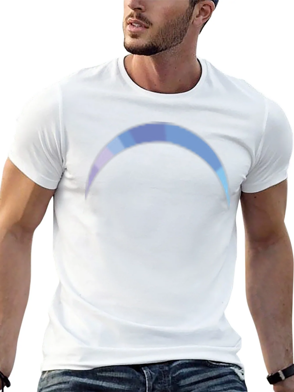Gradient Crescent Moon Black T-Shirt product image 12