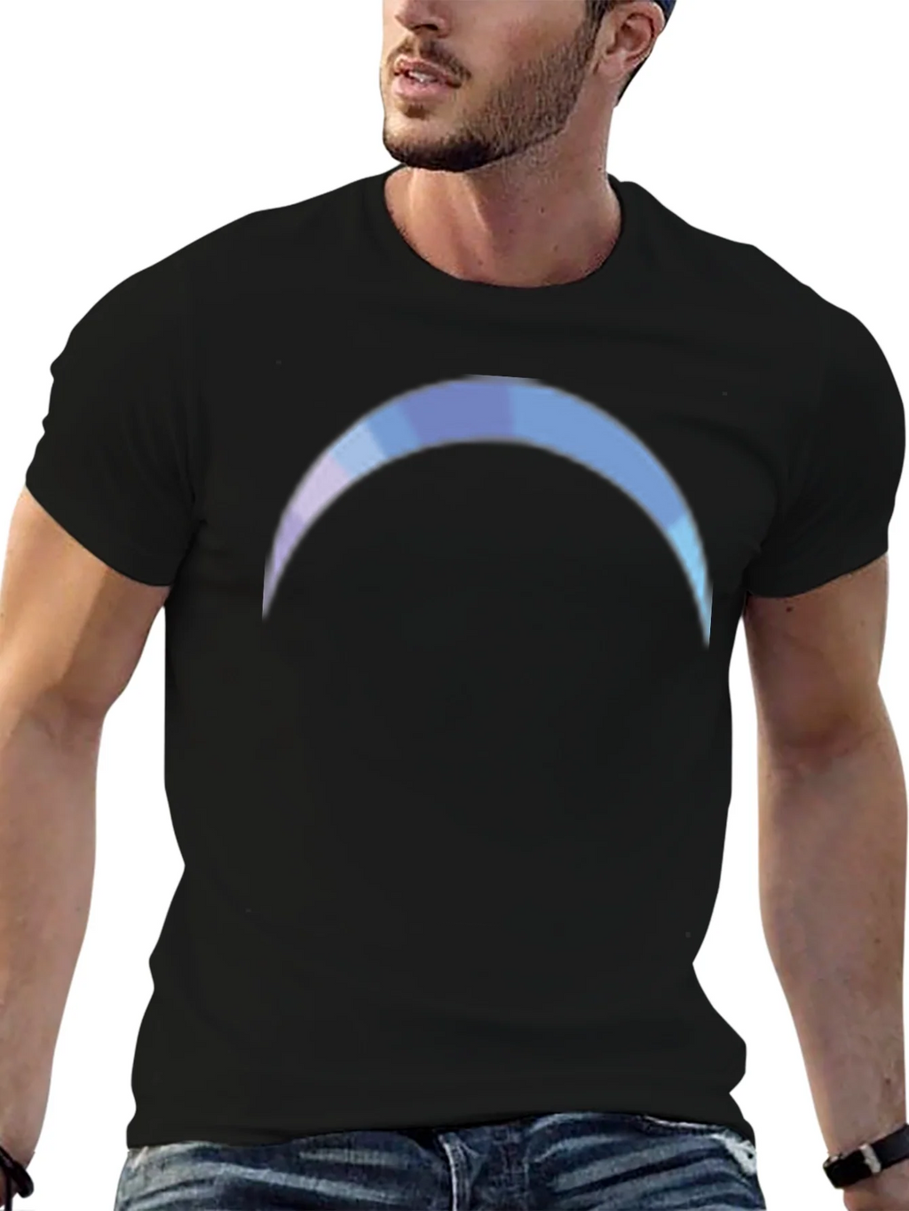 Gradient Crescent Moon Black T-Shirt product image 6