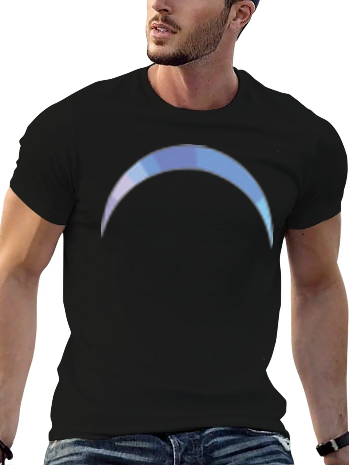 Gradient Crescent Moon Black T-Shirt product image 6