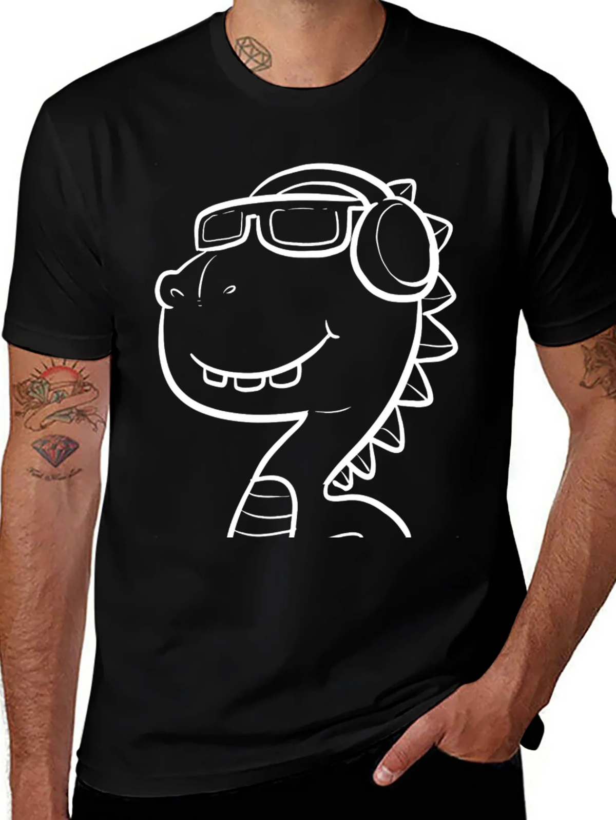 Cool Dino T-Shirt - Black Graphic Tee product image 1