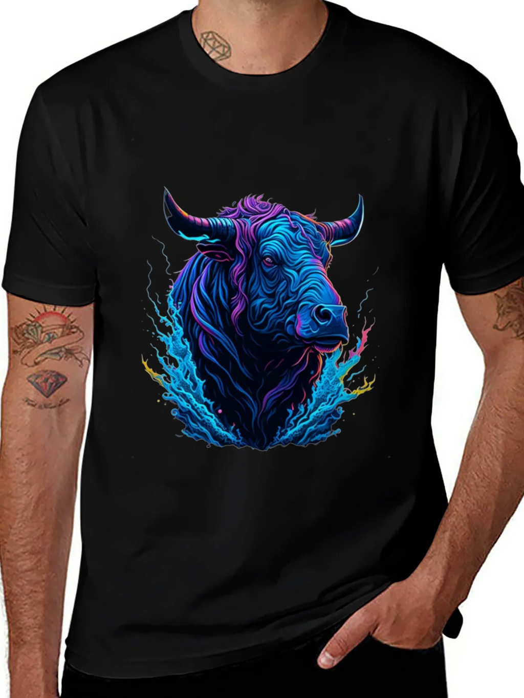 Neon Bull Graphic Tee - Mens Black T-Shirt product image 1