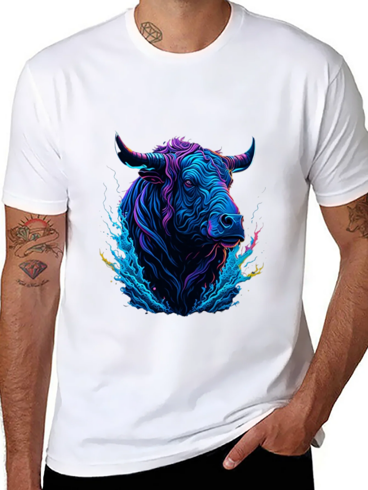 Neon Bull Graphic Tee - Mens Black T-Shirt product image 7