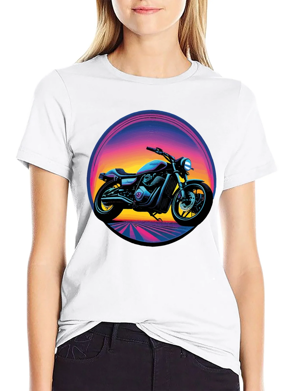 Retro Motorcycle Graphic Tee - Black product image 7