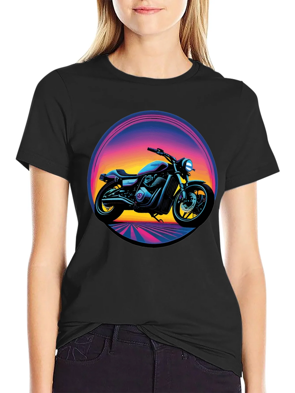 Retro Motorcycle Graphic Tee - Black product image 2