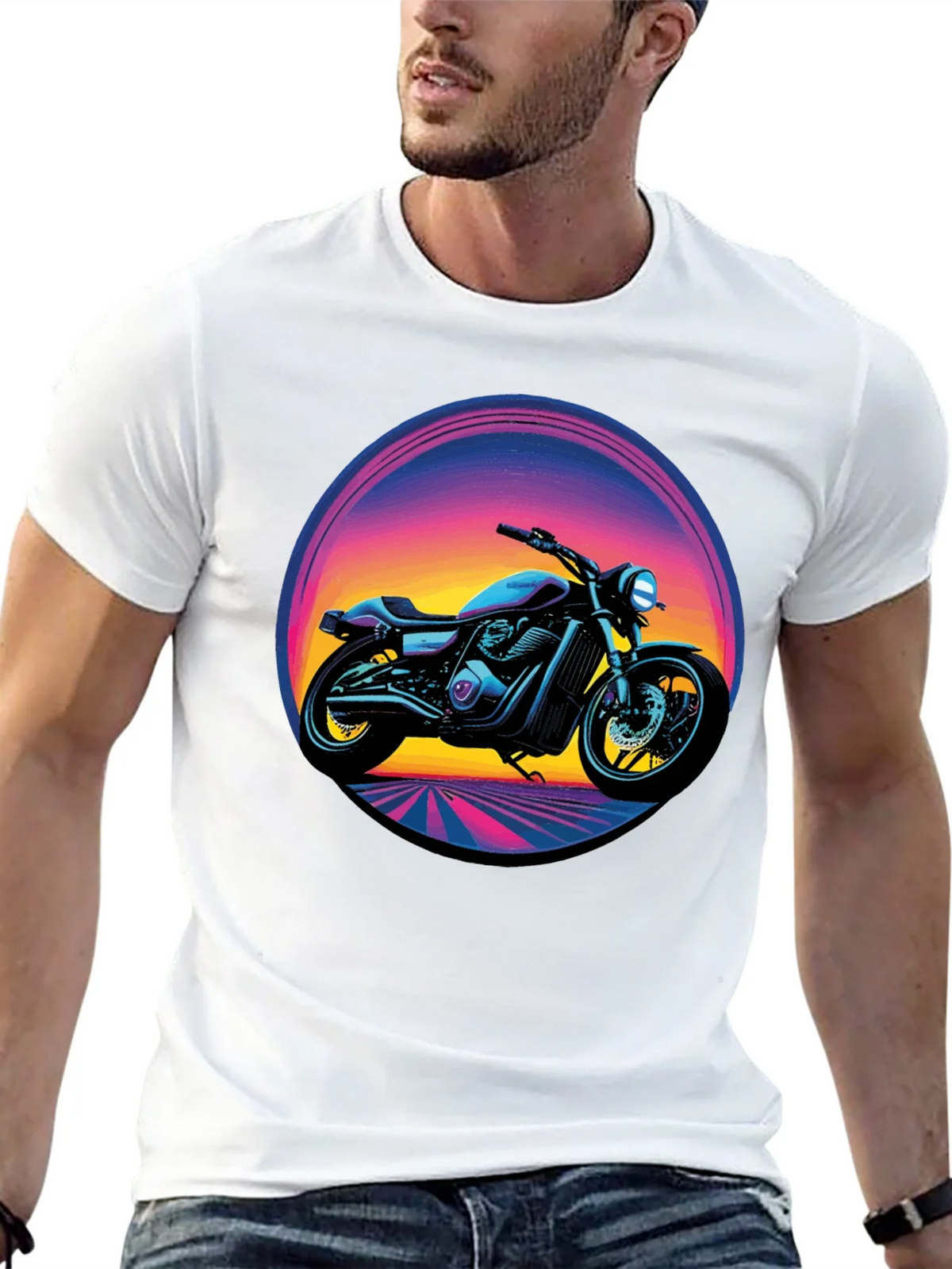 Retro Motorcycle Graphic Tee - Black product image 11