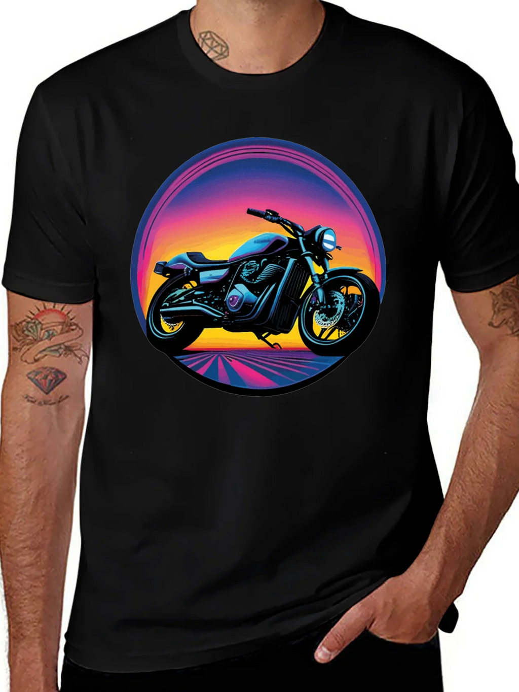 Retro Motorcycle Graphic Tee - Black product image 1