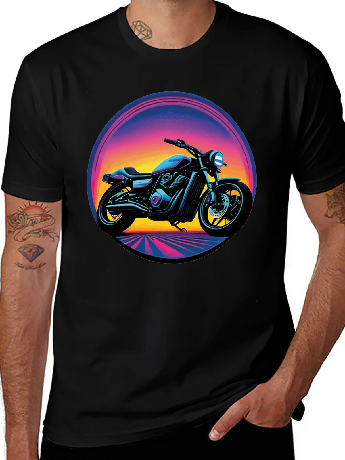 Retro Motorcycle Graphic Tee - Black product image 1