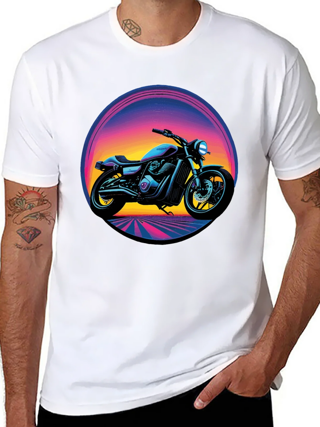 Retro Motorcycle Graphic Tee - Black product image 6