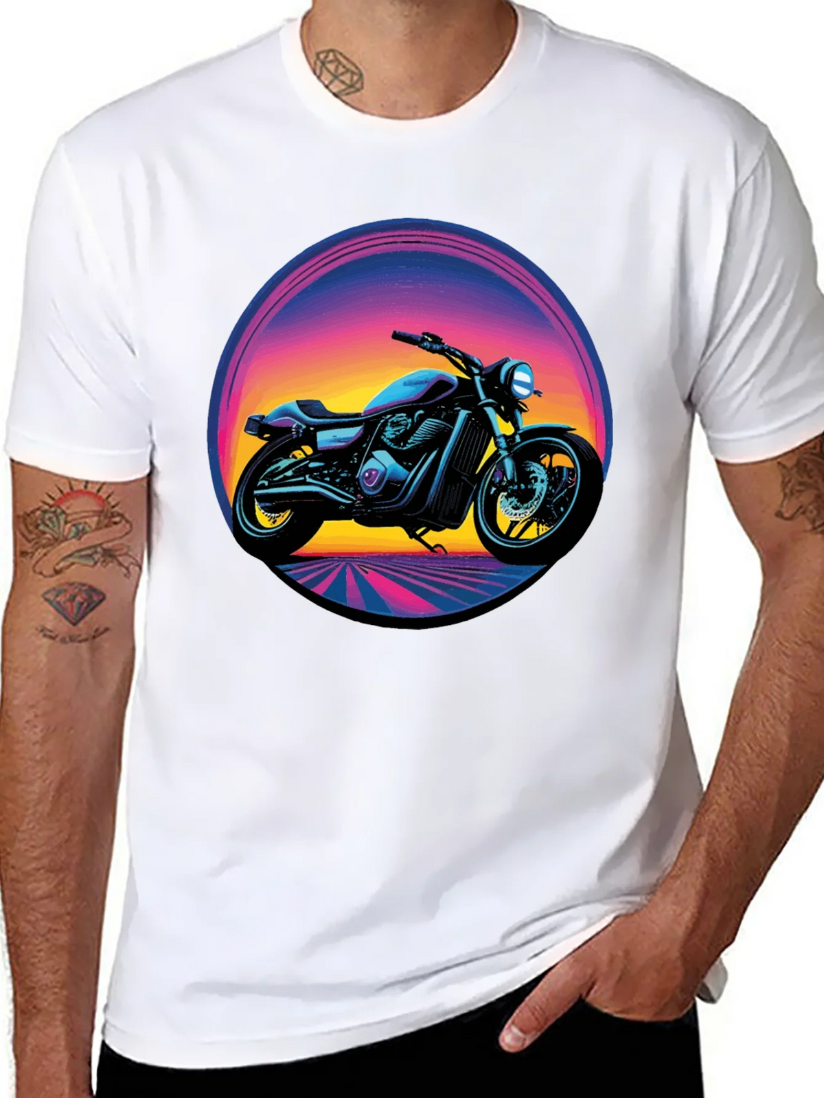Retro Motorcycle Graphic Tee - Black product image 6