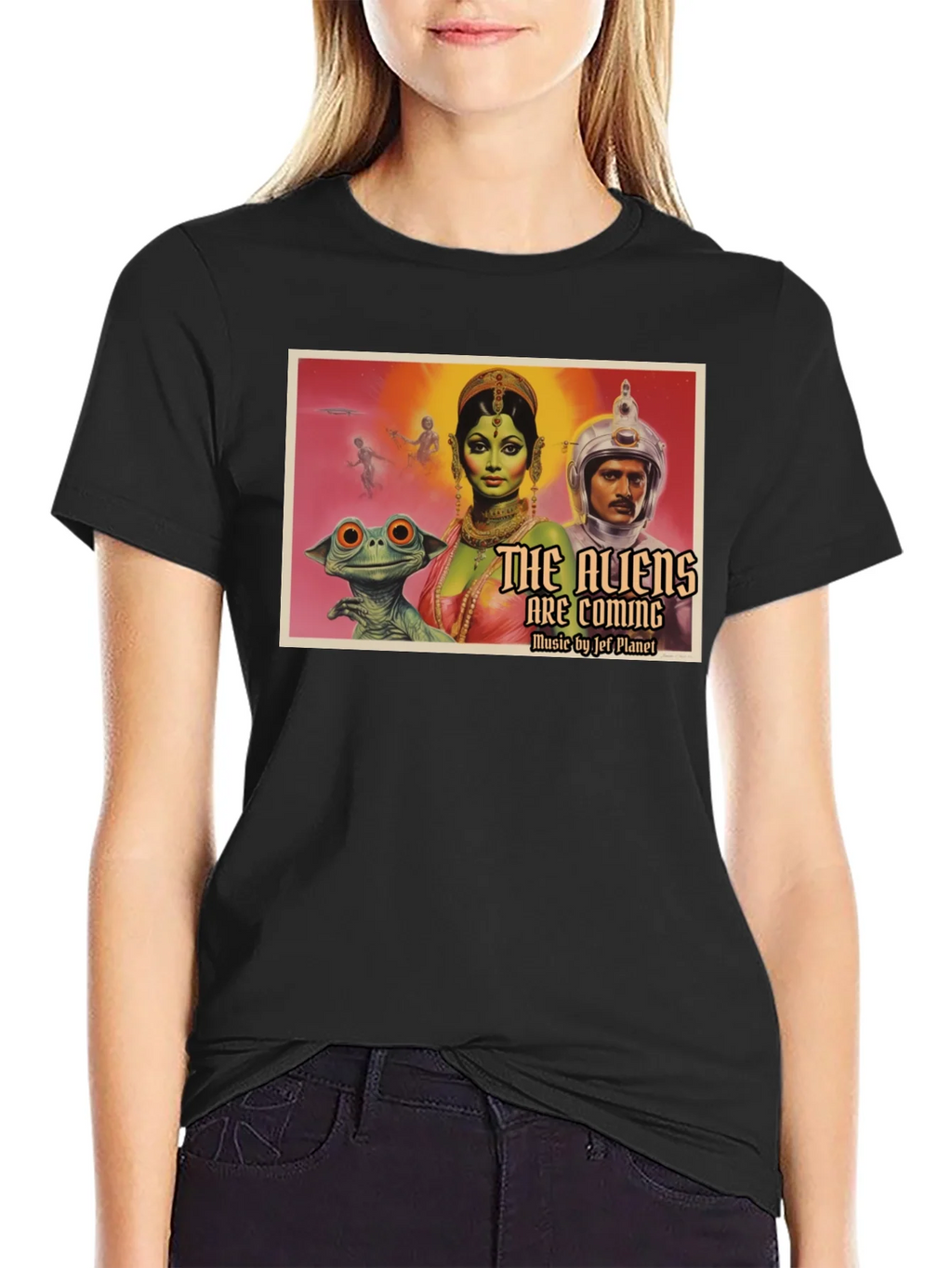 Retro Sci-Fi Alien Invasion Graphic T-Shirt product image 2