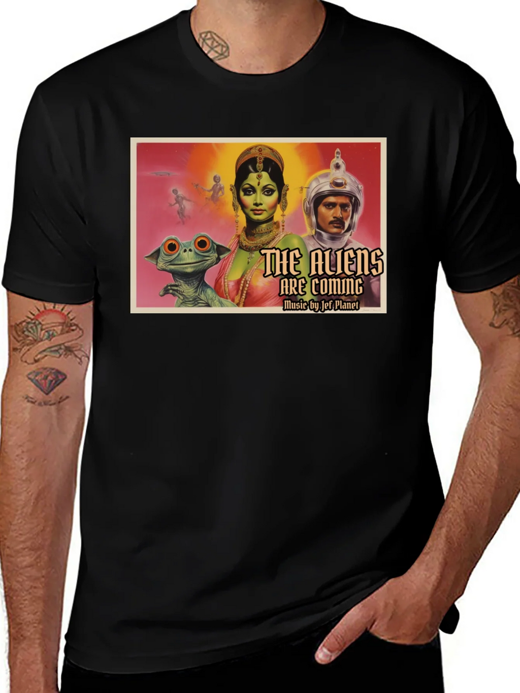 Retro Sci-Fi Alien Invasion Graphic T-Shirt product image 1