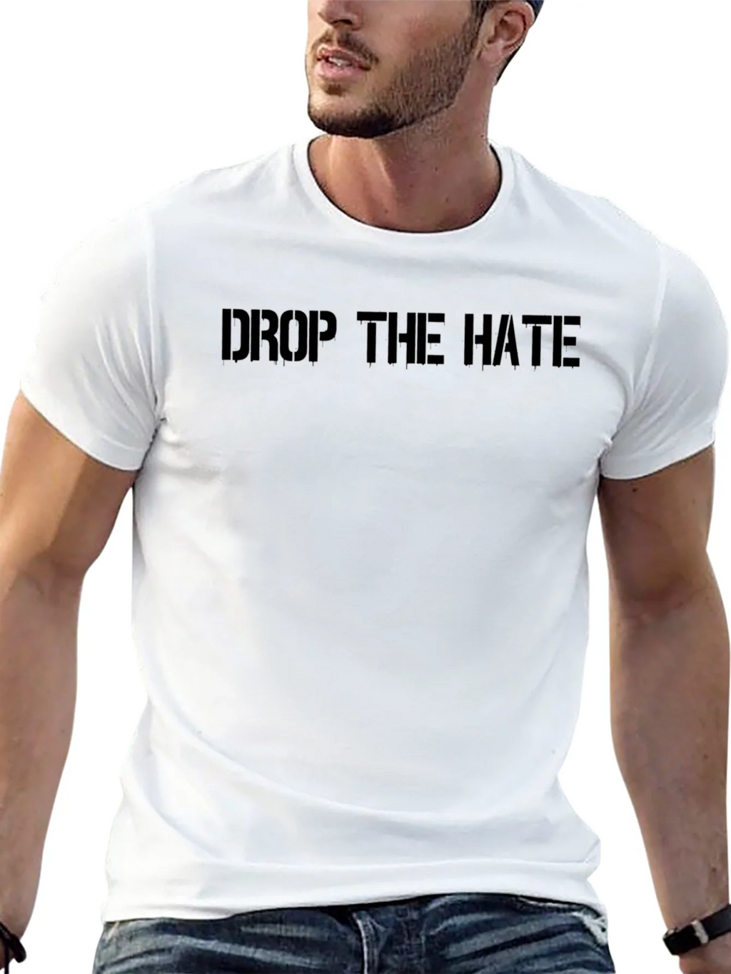 Drop the Hate Black Graphic Tee - Stylish Message Shirt product image 12