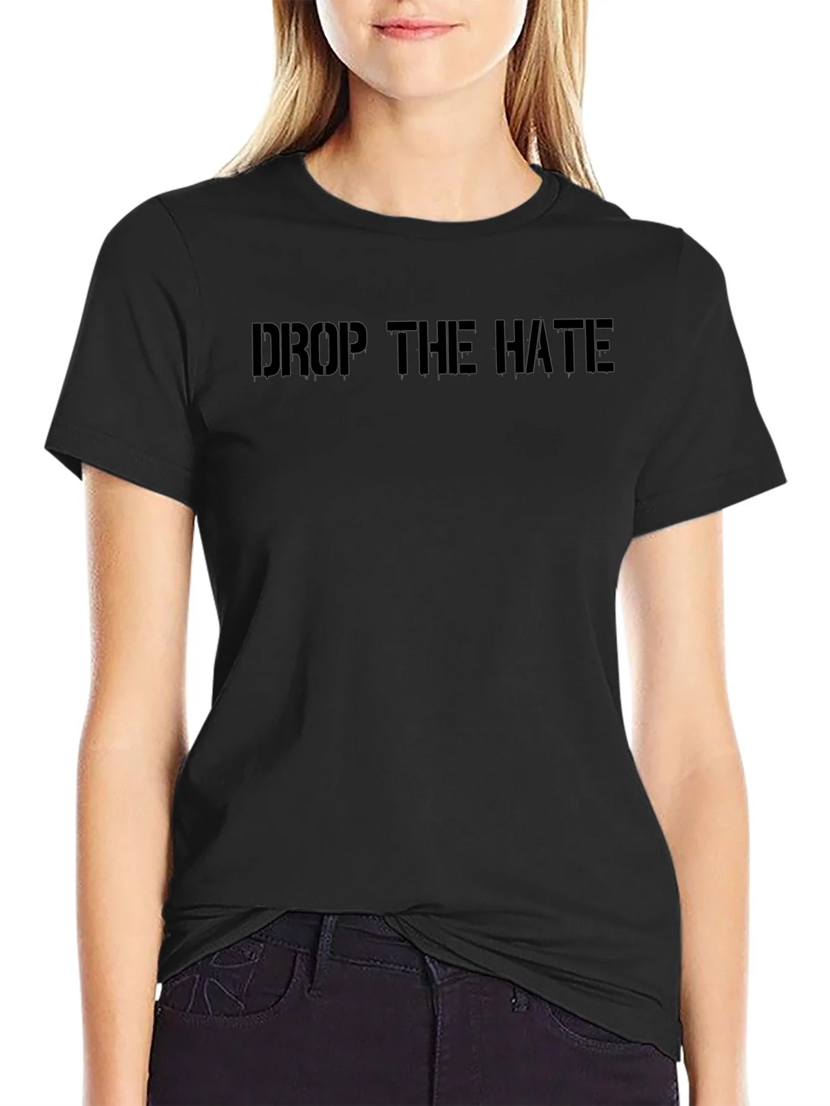 Drop the Hate Black Graphic Tee - Stylish Message Shirt product image 2