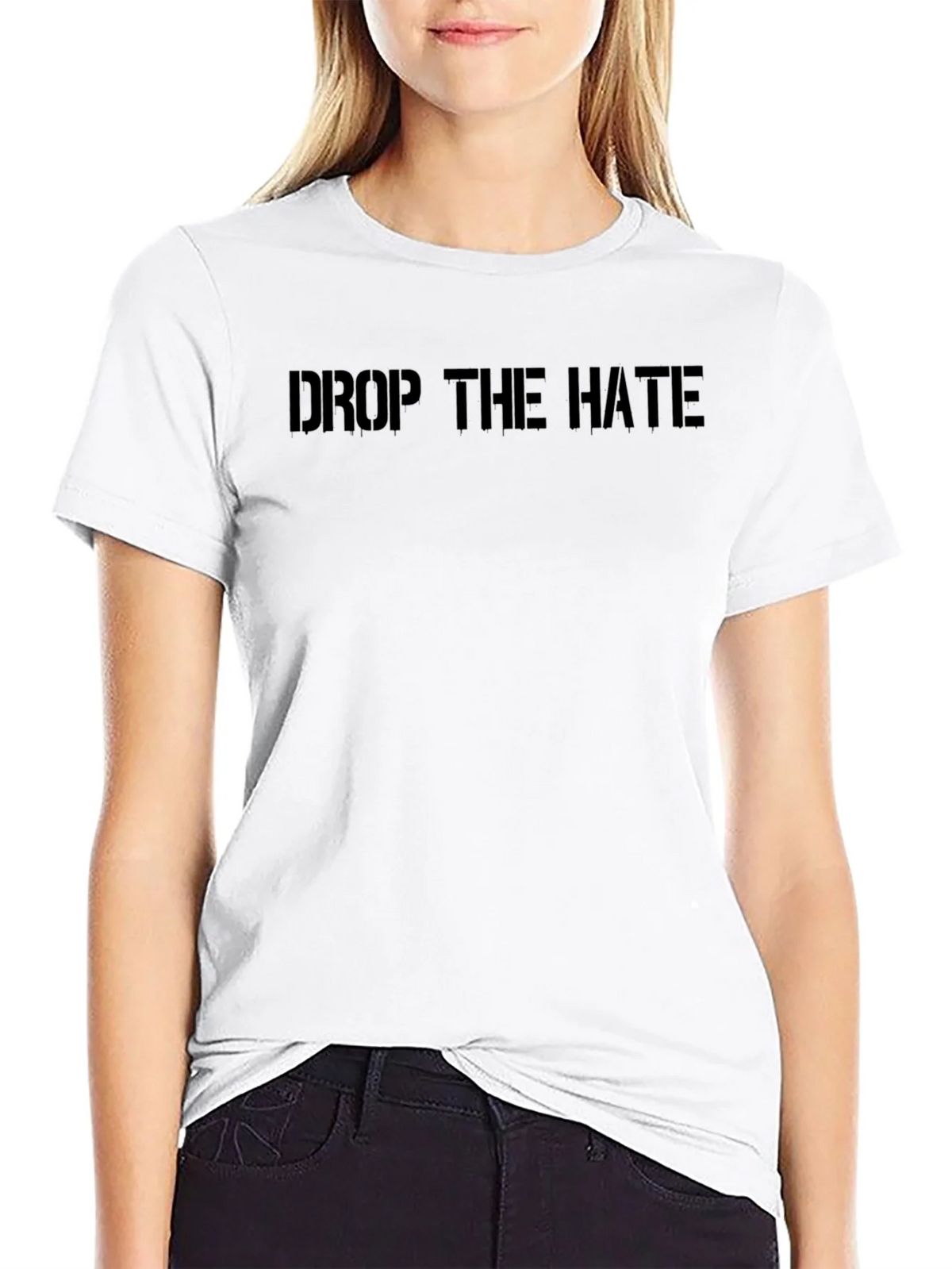 Drop the Hate Black Graphic Tee - Stylish Message Shirt product image 8