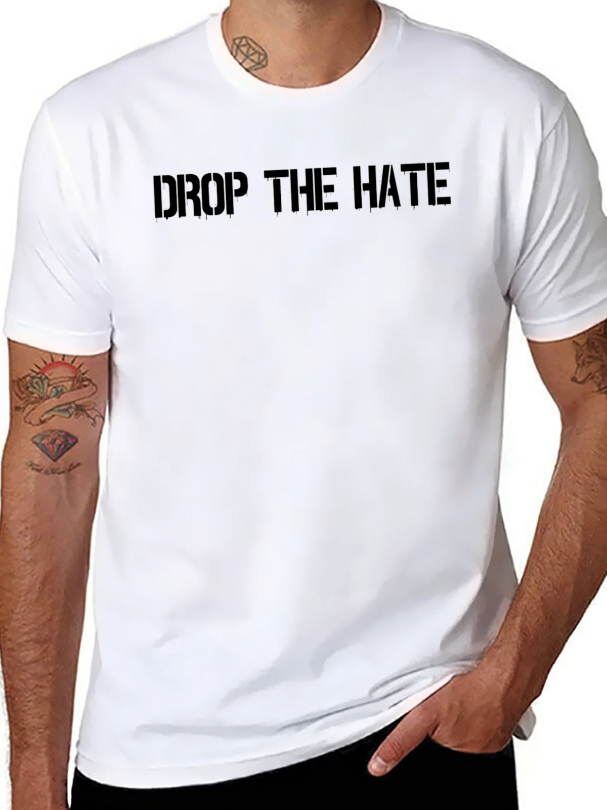 Drop the Hate Black Graphic Tee - Stylish Message Shirt product image 7