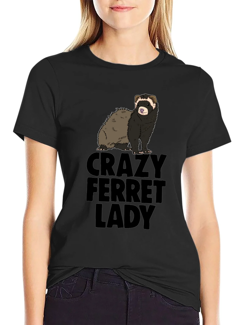 Crazy Ferret Lady Graphic T-Shirt - Novelty Tee product image 2