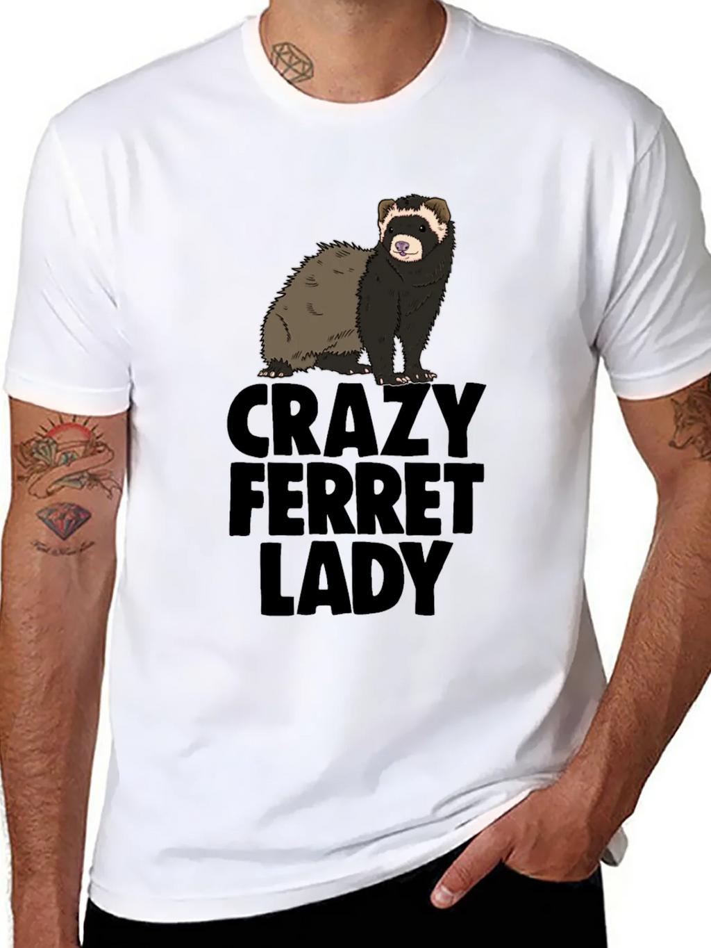 Crazy Ferret Lady Graphic T-Shirt - Novelty Tee product image 7
