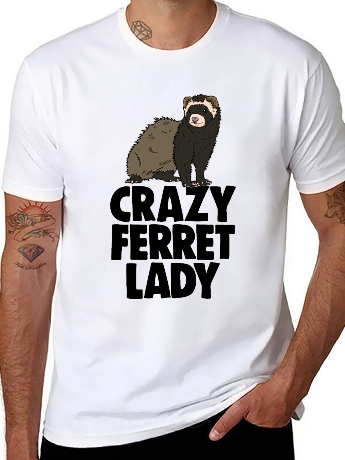 Crazy Ferret Lady Graphic T-Shirt - Novelty Tee product image 7