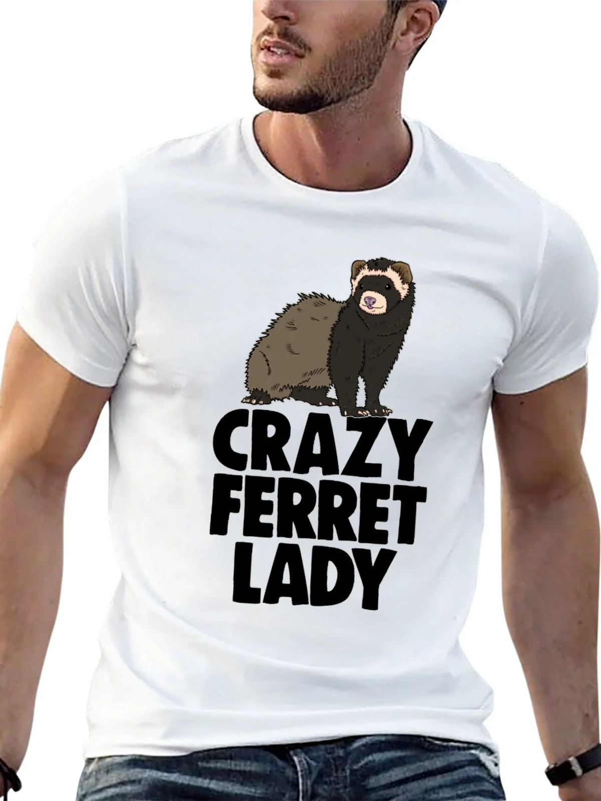 Crazy Ferret Lady Graphic T-Shirt - Novelty Tee product image 12