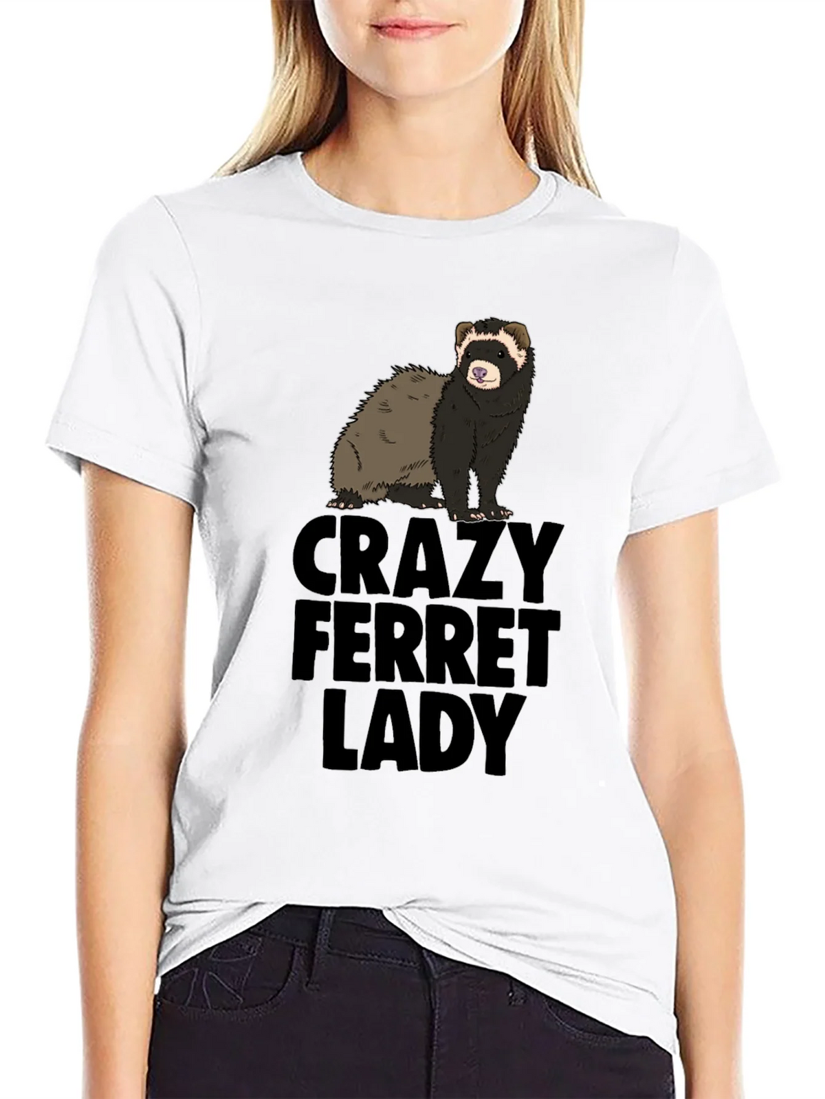 Crazy Ferret Lady Graphic T-Shirt - Novelty Tee product image 8