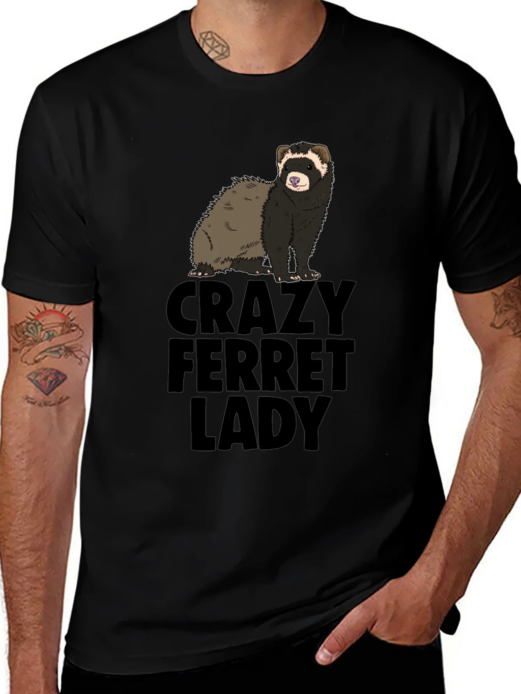 Crazy Ferret Lady Graphic T-Shirt - Novelty Tee product image 1