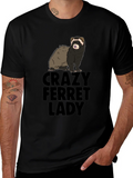 Crazy Ferret Lady Graphic T-Shirt - Novelty Tee product image 1