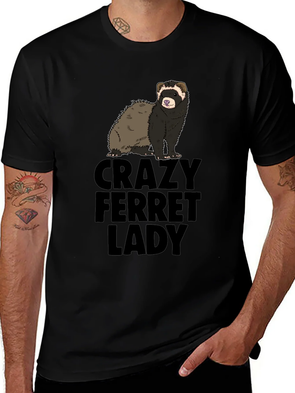 Crazy Ferret Lady Graphic T-Shirt - Novelty Tee product image 1
