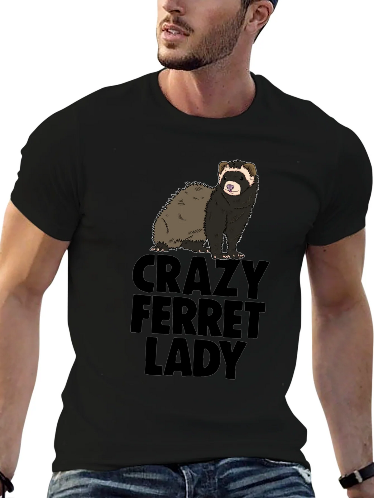 Crazy Ferret Lady Graphic T-Shirt - Novelty Tee product image 6