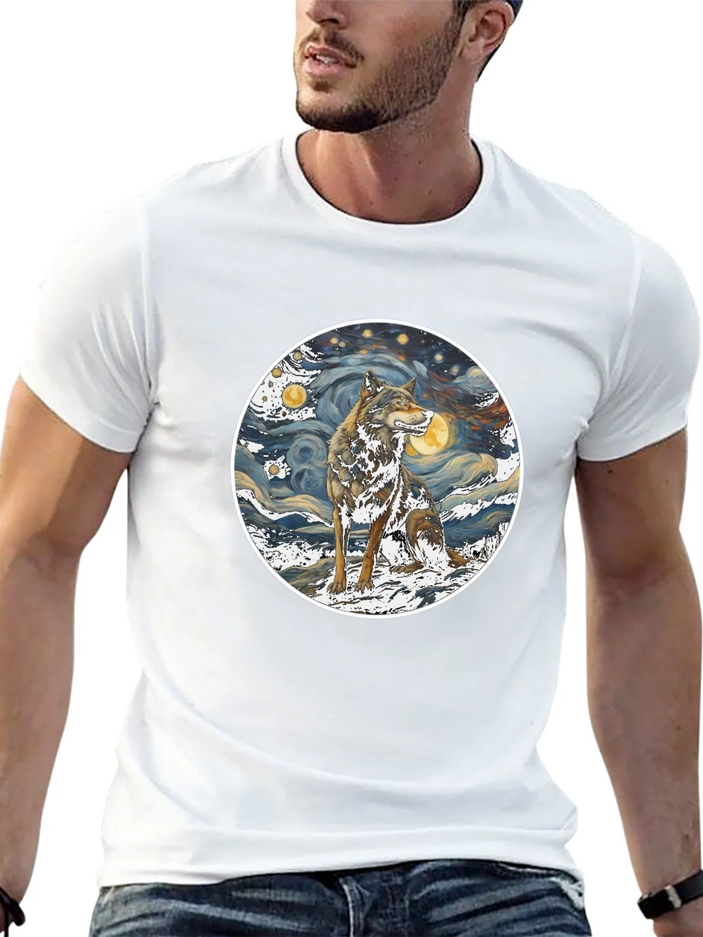 Wolf Starry Night Graphic Tee product image 12