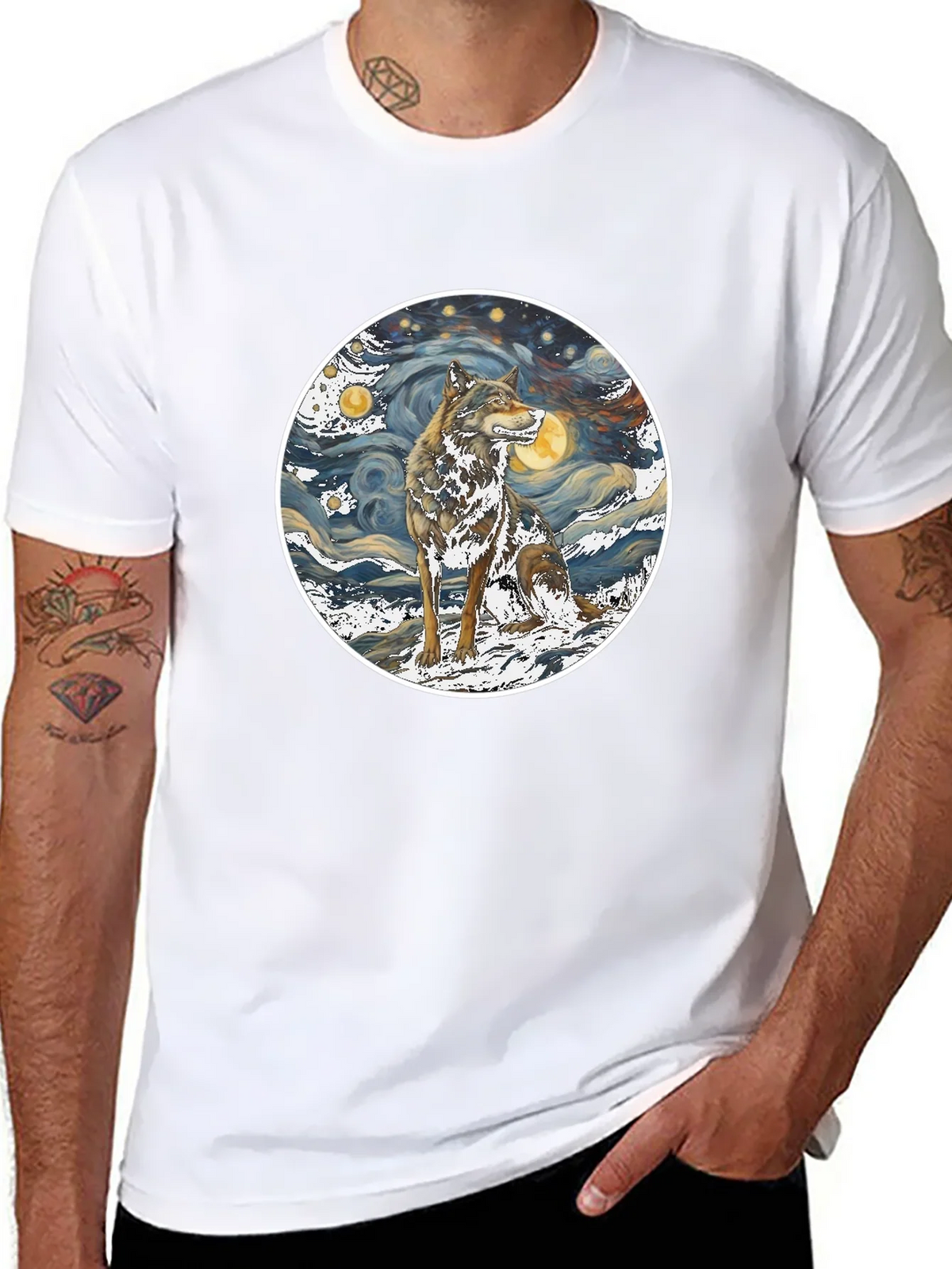 Wolf Starry Night Graphic Tee product image 7