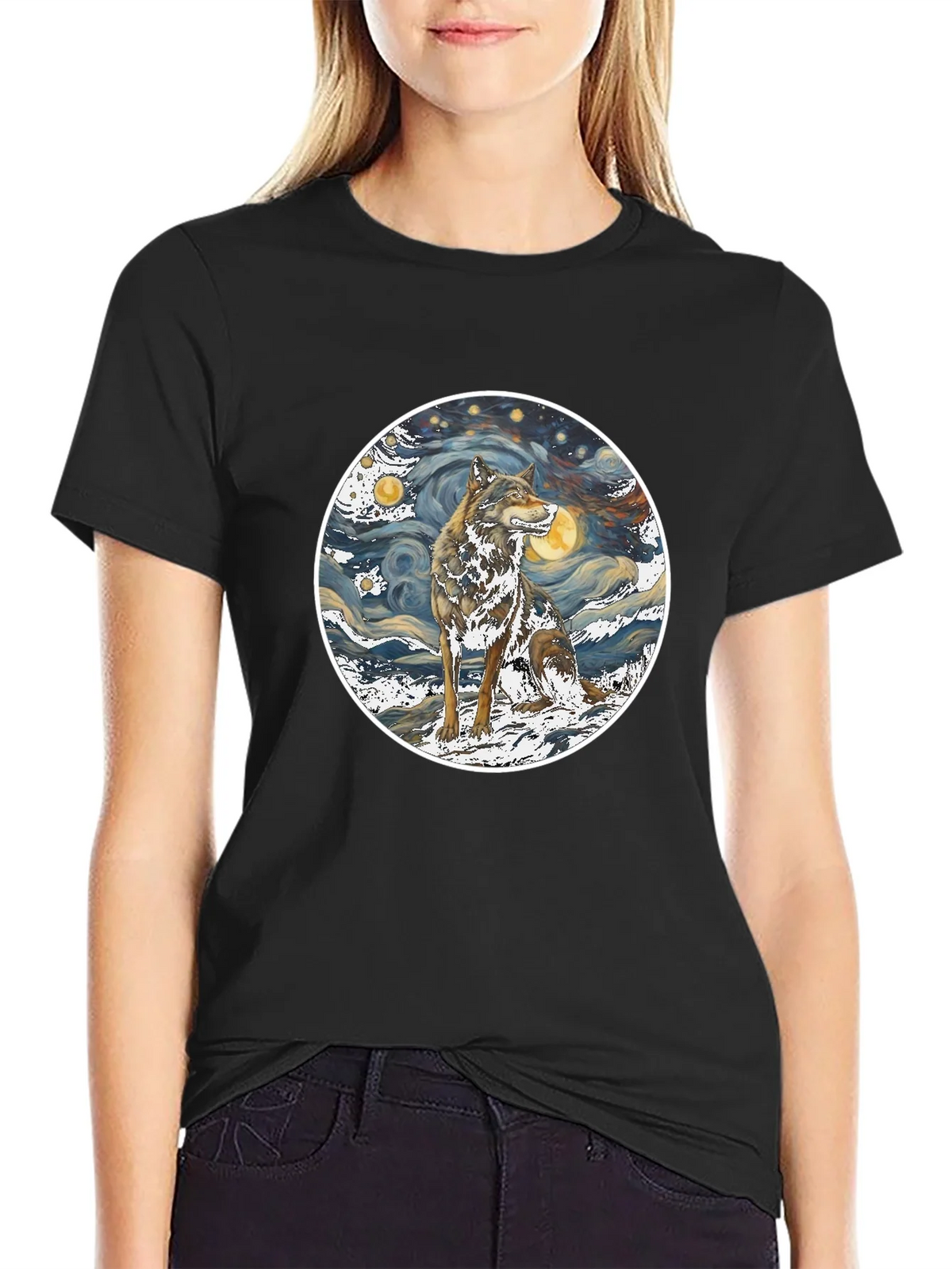 Wolf Starry Night Graphic Tee product image 2